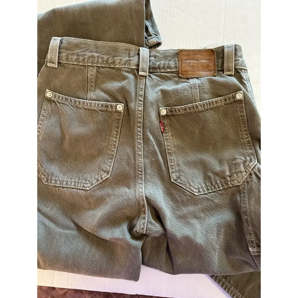 Levis Dad Utility Carpenter Jean Women Sz 24x30 Brown Denim Premium Big E